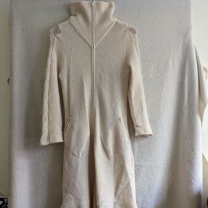 100% Cashmere Zip-Up Duster Dress Sweater
